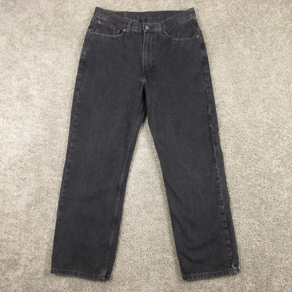 Levis Jeans Mens 31x30 Black 565 Loose Straight Baggy Washed Zip Fly Denim Pants